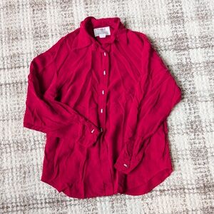 Vintage Longhorn Women's Crimson Button-Down Shirt